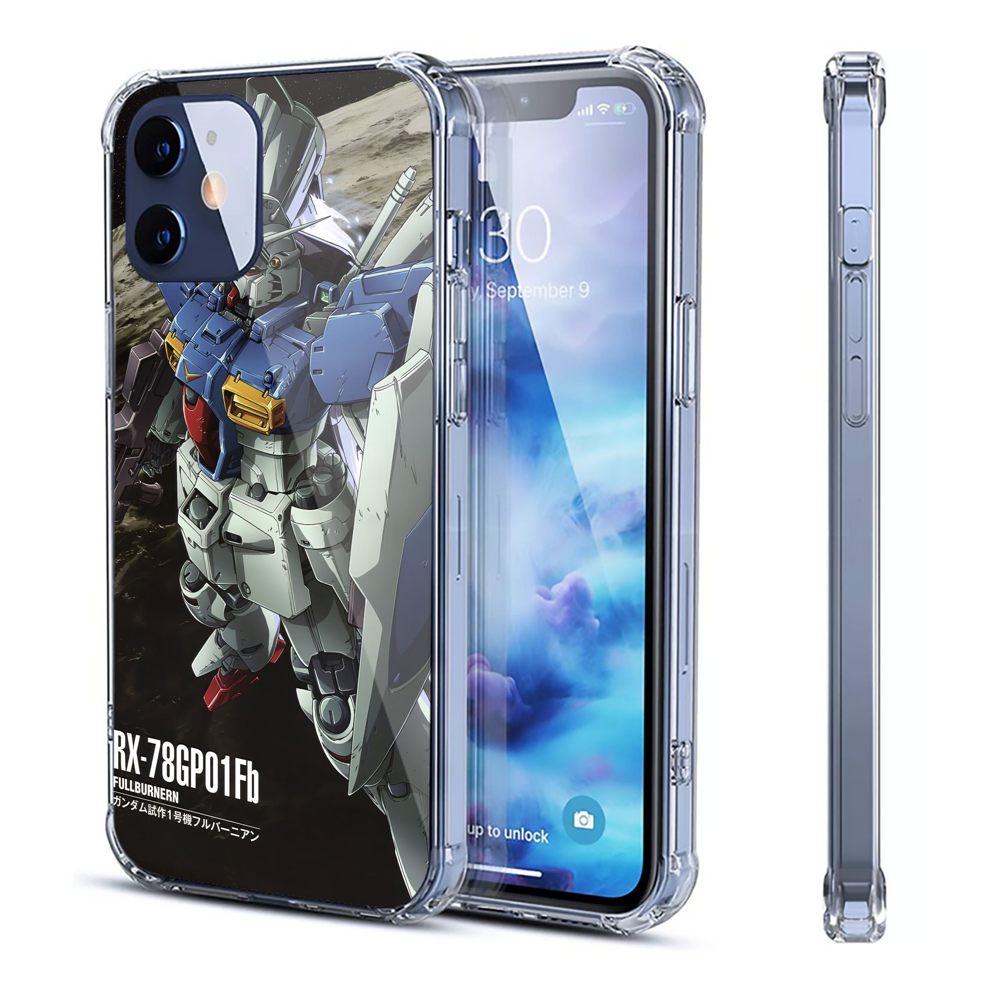 （画像用） 機動戦士ガンダム Mobile Suit Gundam 【iPhone 12シリーズ対応】透明スマホケース（クリアソフトケース）